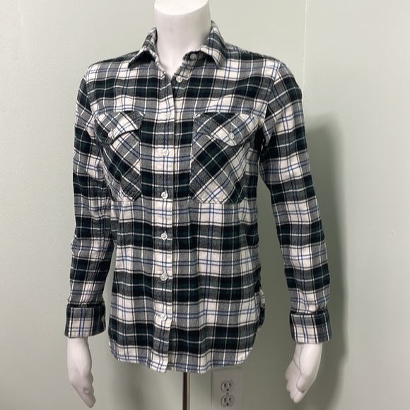 Pendleton Women's Elbow-Patch Flannel Shirt White Size XXS - Picture 4 of 10